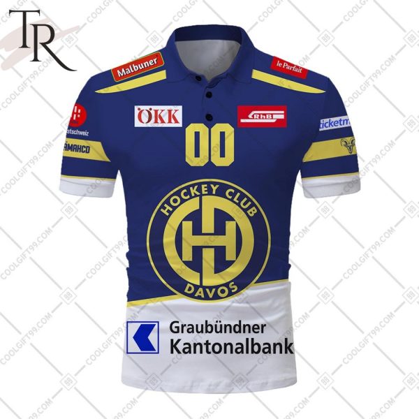 Personalized NL Hockey HC Davos Home Jersey Style Polo Shirt