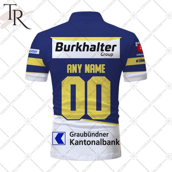 Personalized NL Hockey HC Davos Home Jersey Style Polo Shirt