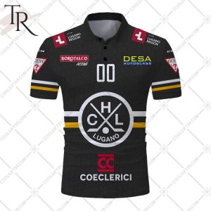 Personalized NL Hockey HC Lugano Home Jersey Style Polo Shirt