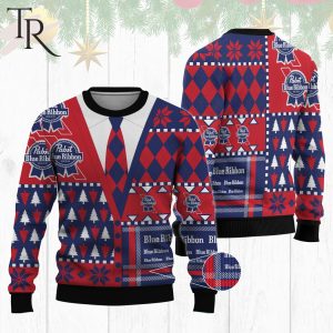 Pabst Blue Ribbon Tie Ugly Sweater