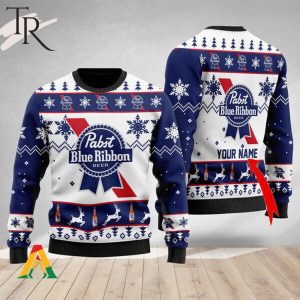 Personalized Pabst Blue Ribbon Christmas Ugly Sweater