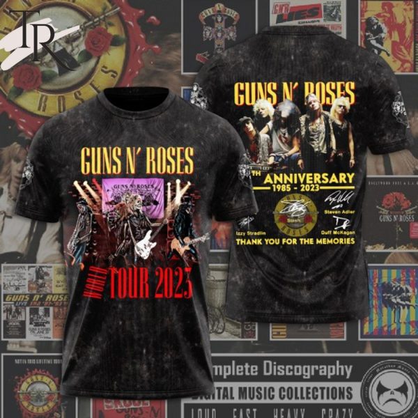 Guns N’ Roses World Tour 2023 38th Anniversary 1985 – 2023 Thank You For The Memories 3D T-Shirt