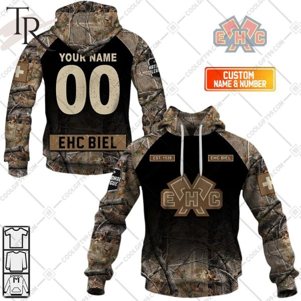 Personalized NL Hockey EHC Biel Camouflage Hoodie