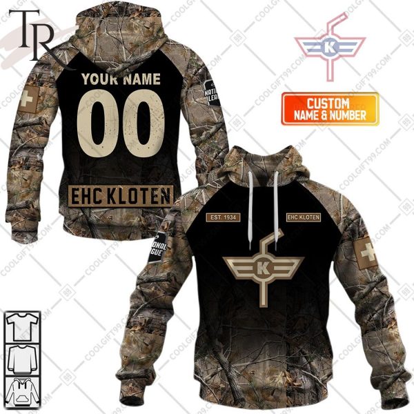 Personalized NL Hockey EHC Kloten Camouflage Hoodie