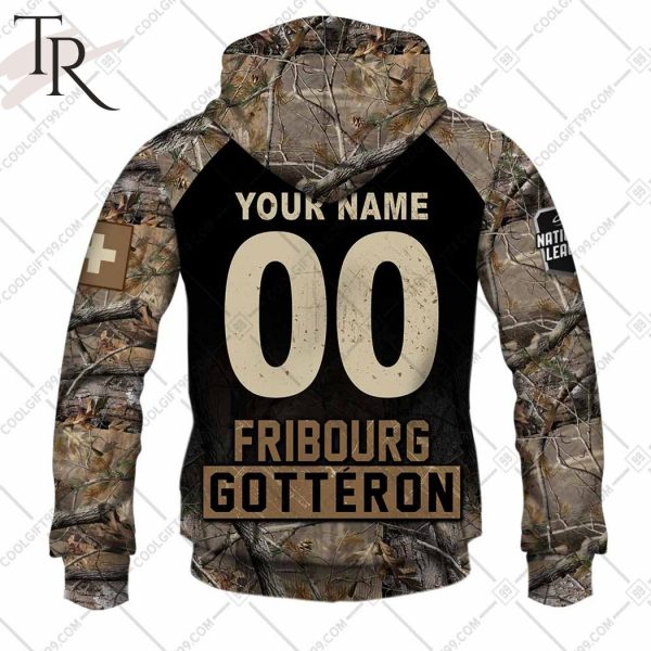 Personalized NL Hockey Fribourg Gotteron Camouflage Hoodie