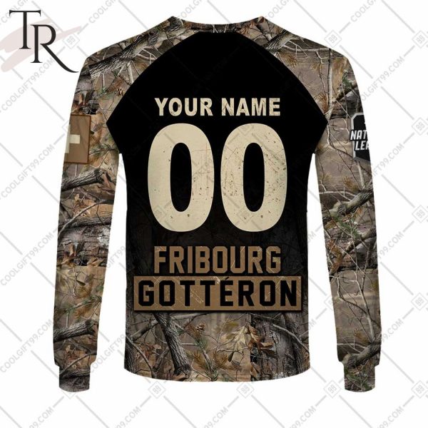 Personalized NL Hockey Fribourg Gotteron Camouflage Hoodie