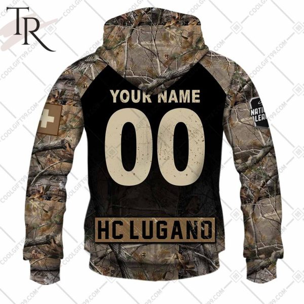 Personalized NL Hockey HC Lugano Camouflage Hoodie
