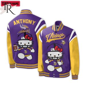 Personalized NFL Minnesota Vikings Special Hello Kitty Design Baseball Jacket For Fans – Limited Edition