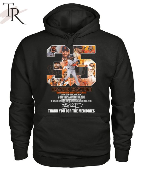 35 Brandon Crawford San Francisco Giants 2011 – 2023 Thank You For The Memories T-Shirt