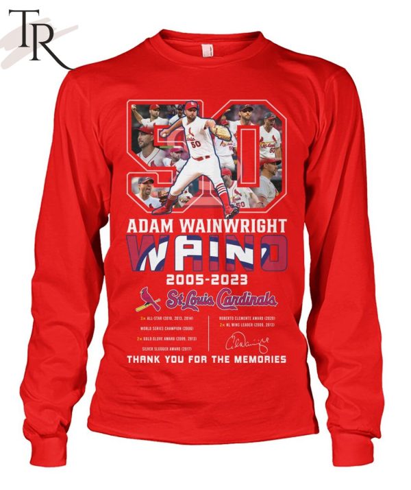Adam Wainwright Waino 2005 – 2023 St Louis Cardinals Thank You For The Memories T-Shirt