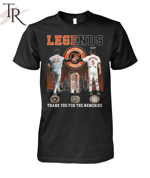 Legends Baltimore Orioles Palmer And Robinson Thank You For The Memories T-Shirt