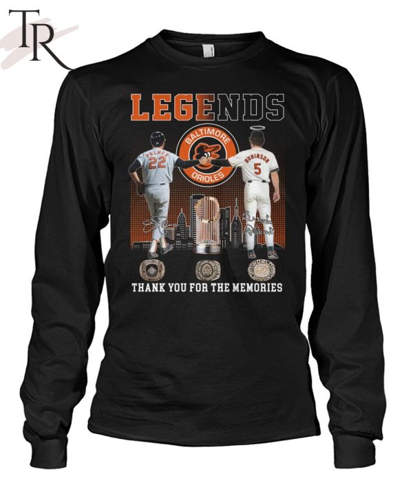 Legends Baltimore Orioles Palmer And Robinson Thank You For The Memories T-Shirt