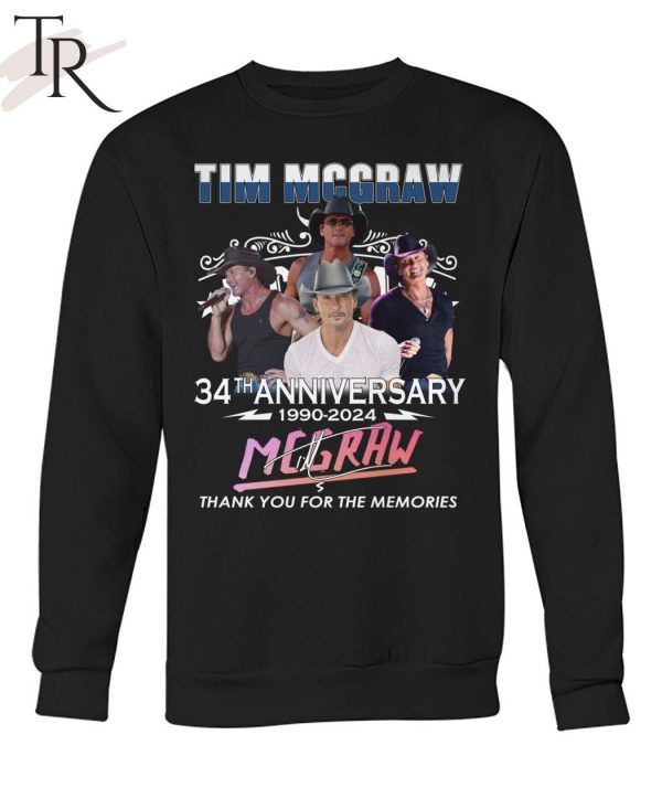 Tim Mcgraw 34th Anniversary 1990 – 2024 Thank You For The Memories T-Shirt