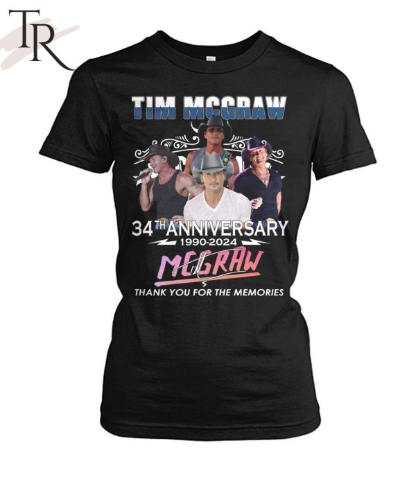 Tim Mcgraw 34th Anniversary 1990 – 2024 Thank You For The Memories T-Shirt