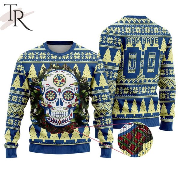 LIGA MX Club America Special Sugar Skull Christmas Ugly Sweater