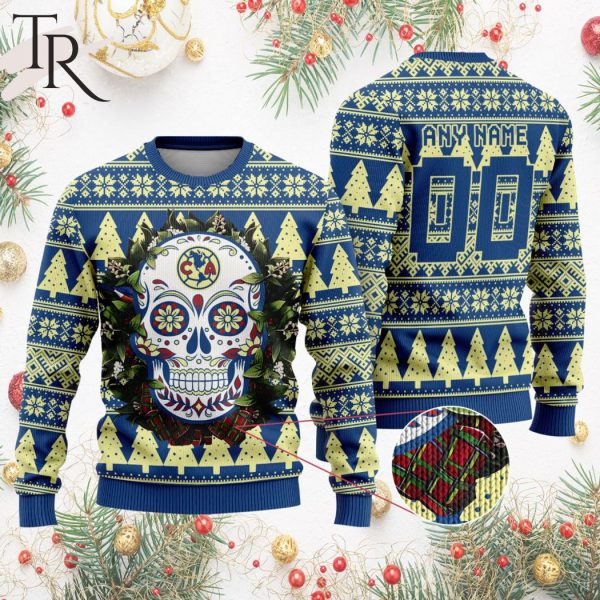 LIGA MX Club America Special Sugar Skull Christmas Ugly Sweater