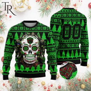 LIGA MX FC Juarez Special Sugar Skull Christmas Ugly Sweater
