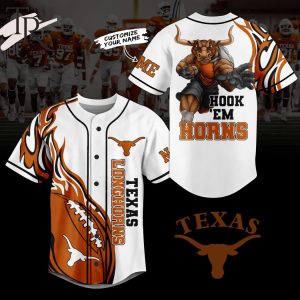 Custom Name Texas Longhorns Hook ‘Em Horns Baseball Jersey