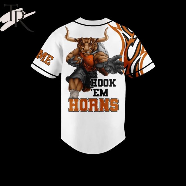 Custom Name Texas Longhorns Hook ‘Em Horns Baseball Jersey