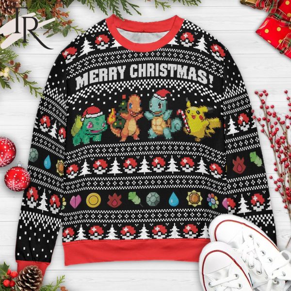 Kanto Starters Pokemon Christmas Ugly Sweater