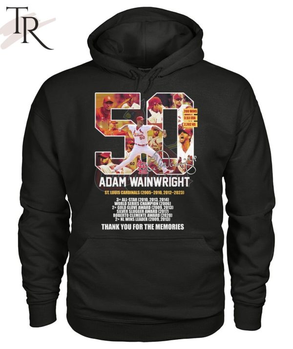 50 Adam Wainwright St Louis Cardinals 2005 – 2010, 2012 – 2023 Thank You For The Memories Unisex T-Shirt