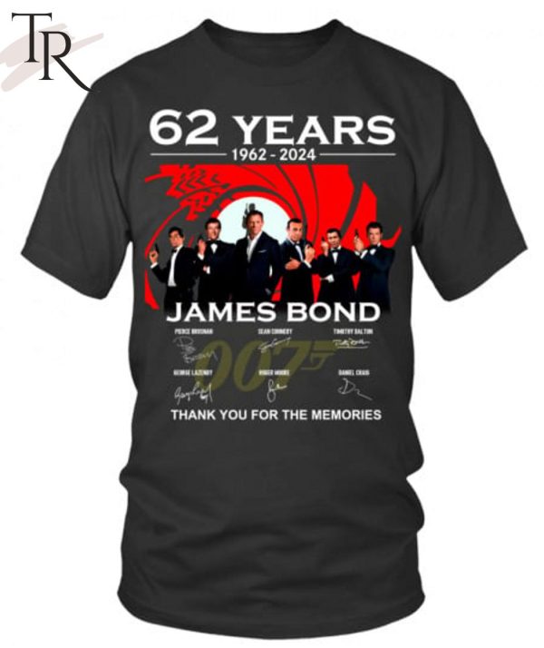 62 Years 1962 – 2024 James Bond Thank You For The Memories Unisex T-Shirt