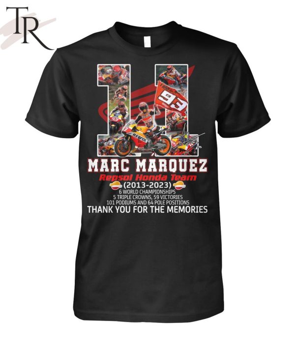 Marc Marquez Repsol Honda Team 2013 – 2023 Thank You For The Memories Unisex T-Shirt