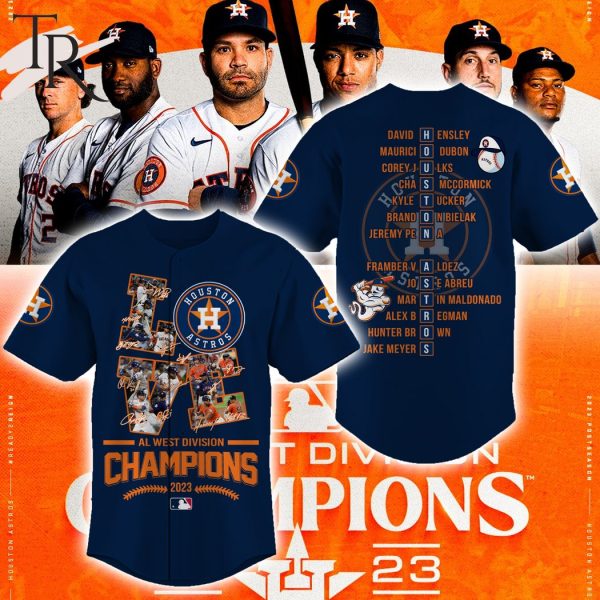 Love Houston Astros AL West Division Champions 2023 Baseball Jersey