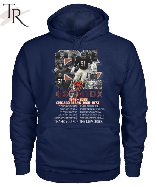 81 Years Of 1942 – 2023 Dick Butkus Chicago Bears 1965 – 1973 Thank You For The Memories T-Shirt