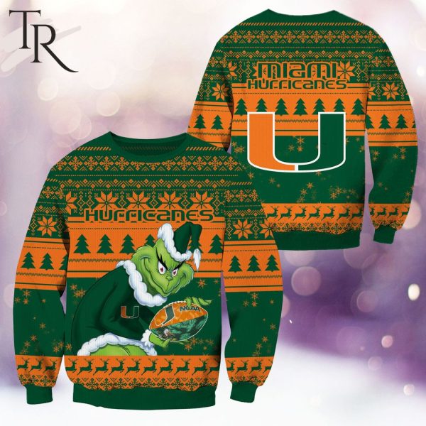 NCAA Miami Hurricanes Grinch Christmas Ugly Sweater