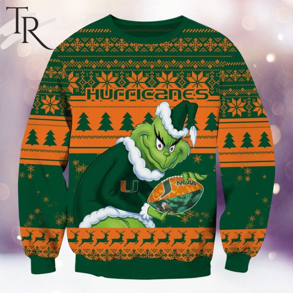 NCAA Miami Hurricanes Grinch Christmas Ugly Sweater