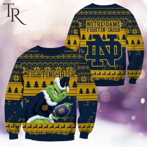 NCAA Notre Dame Fighting Irish Grinch Christmas Ugly Sweater