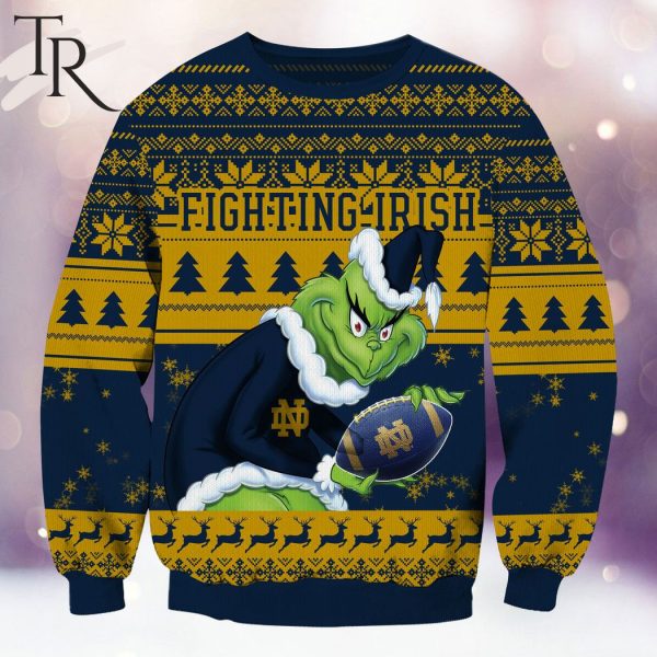 NCAA Notre Dame Fighting Irish Grinch Christmas Ugly Sweater