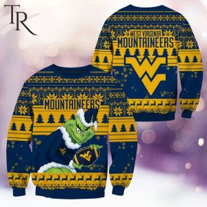 NCAA West Virginia Mountaineers Grinch Christmas Ugly Sweater