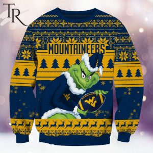 NCAA West Virginia Mountaineers Grinch Christmas Ugly Sweater