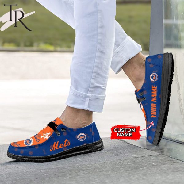 MLB New York Mets Custom Name Hey Dude Shoes