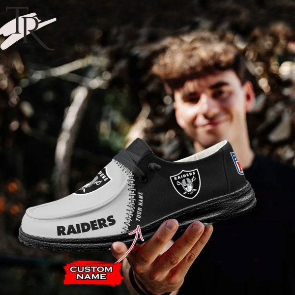 Personalized NFL Las Vegas Raiders Custom Name Hey Dude Shoes