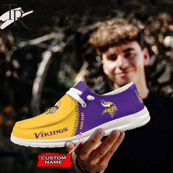 Personalized NFL Minnesota Vikings Custom Name Hey Dude Shoes