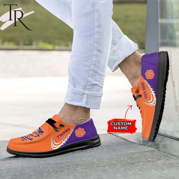 Personalized NCAA Clemson Tigers Broken Wall Hey Dude Shoes