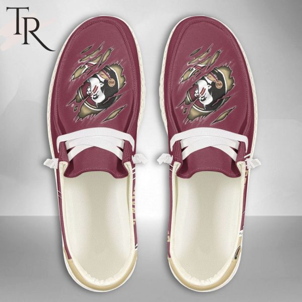Personalized NCAA Florida State Seminoles Broken Wall Hey Dude Shoes
