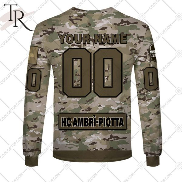 Personalized NL Hockey HC Ambri Piotta Army Camo Style Hoodie