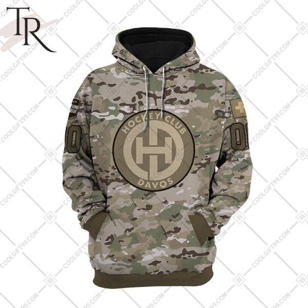 Personalized NL Hockey HC Davos Army Camo Style Hoodie