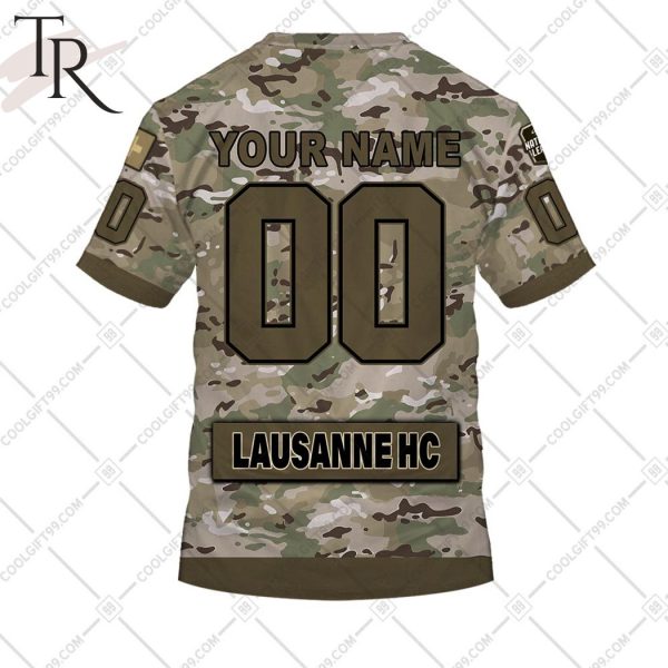 Personalized NL Hockey Lausanne HC Army Camo Style Hoodie