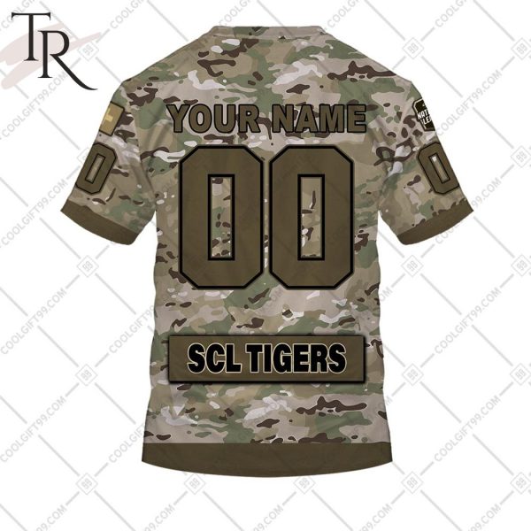 Personalized NL Hockey SCL Tigers Army Camo Style Hoodie