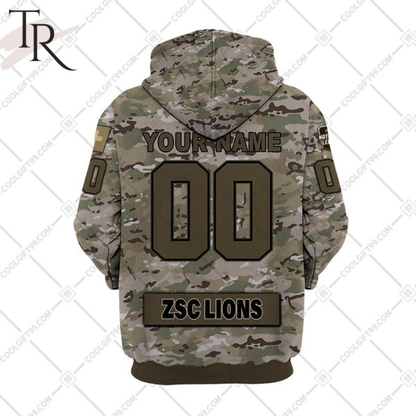 Personalized NL Hockey ZSC Lions Army Camo Style Hoodie