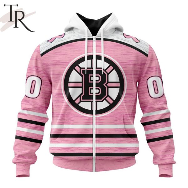 Personalized NHL Boston Bruins Special Pink Fight Breast Cancer Design Hoodie