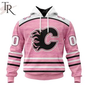 Personalized NHL Calgary Flames Special Pink Fight Breast Cancer Design Hoodie