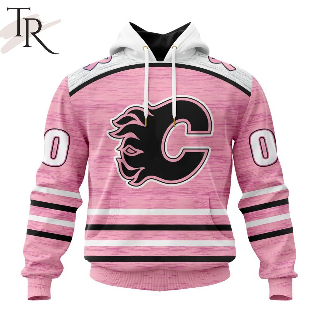 NHL Calgary Flames Custom Name Number Hockey Fight Cancer Jersey Pullover  Hoodie