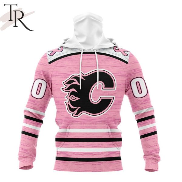 Personalized NHL Calgary Flames Special Pink Fight Breast Cancer Design Hoodie