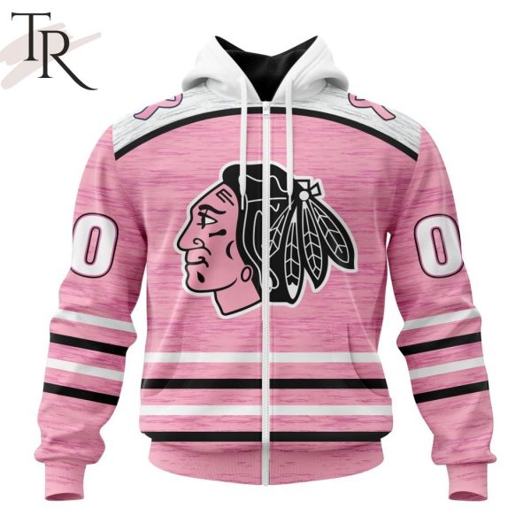 Personalized NHL Chicago Blackhawks Special Pink Fight Breast Cancer Design Hoodie